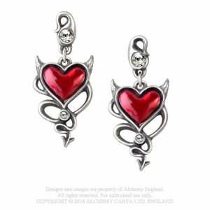 Alchemy Pewter Earrings: Devil Heart Studs