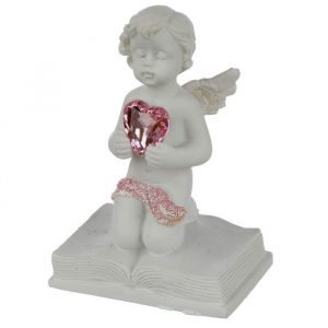 Cherub Holding Pink Heart