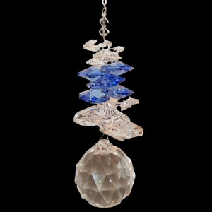 Swarovski Crystal Suncatcher 30mm Sphere with clusters- Sapphire