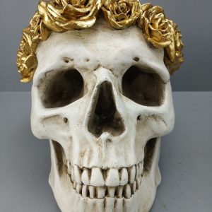 White Skull with Gold Roses