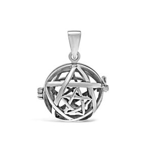 Sterling Silver Pentagram Cage Pendant 20mm