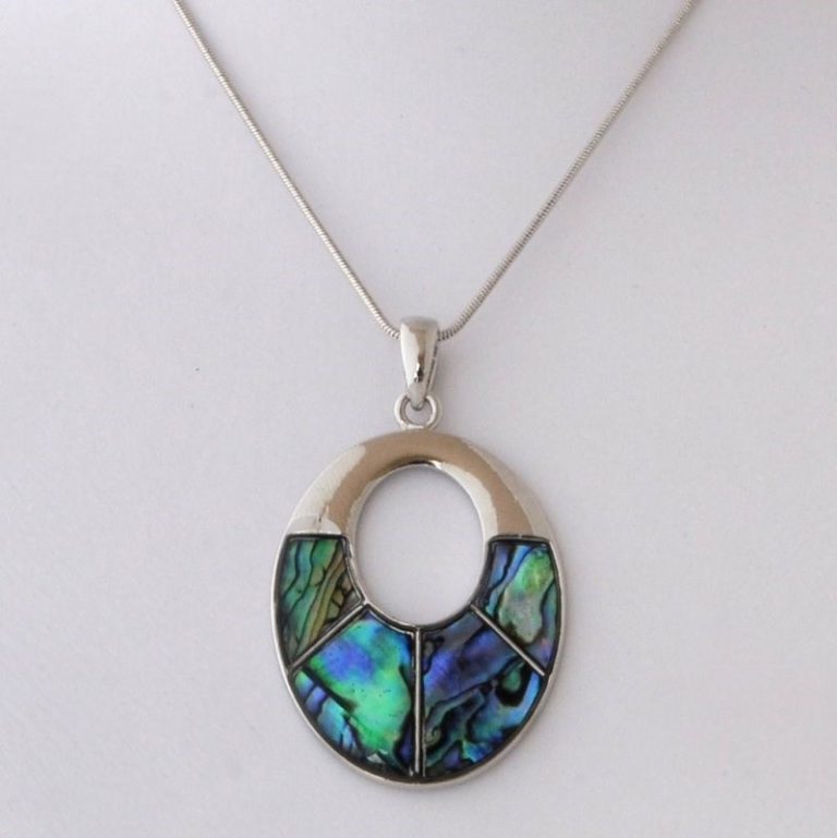 Paua Sectioned Oval Pendant