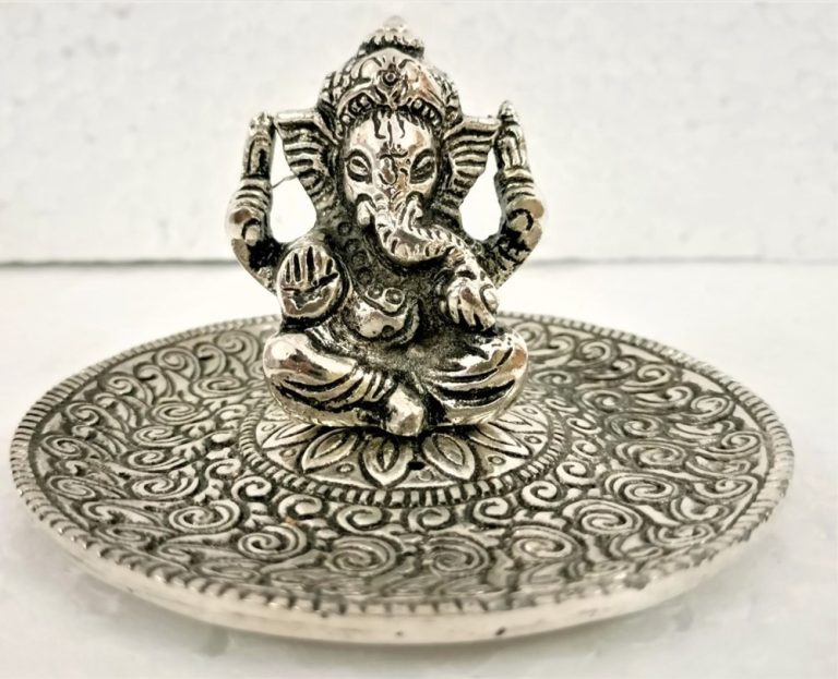 Round Metal Ganesh Incense Holder