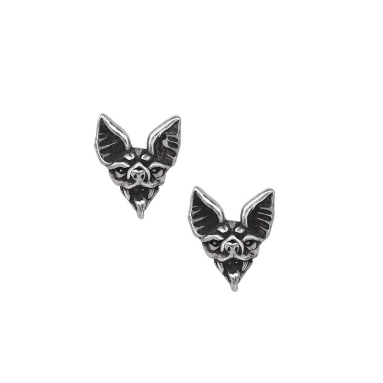 Alchemy Cauchemar Bat Head Pewter Earring