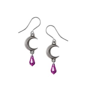 Alchemy Tears Of The Moon Pewter Earrings- Amethyst Tear