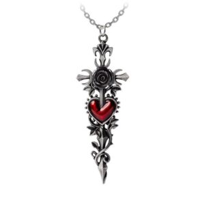 Alchemy Cross of The Dark Kiss Pewter Necklace