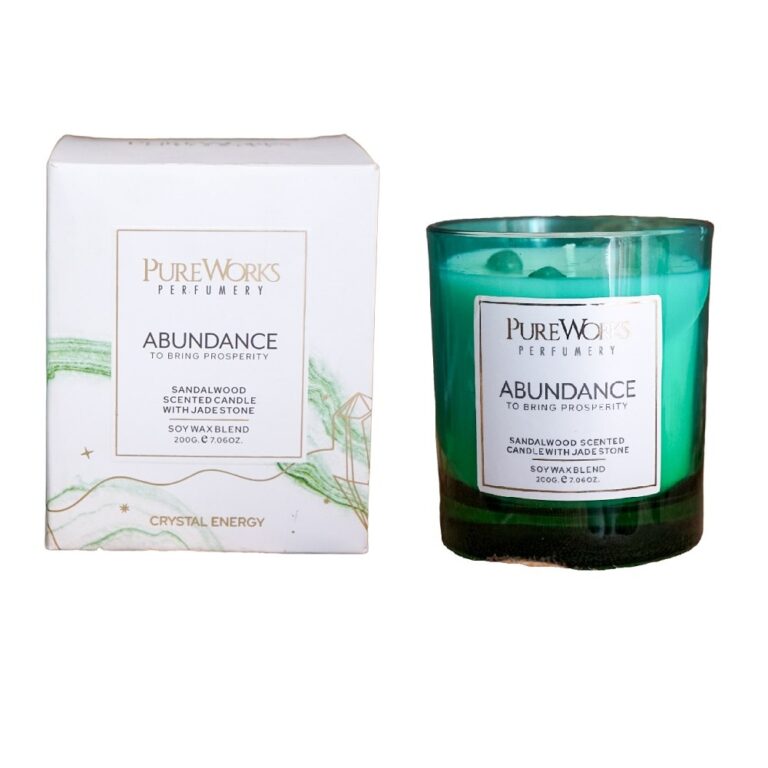 Candle for Abundance- Sandalwood with Jade Crystal Energy 200gm