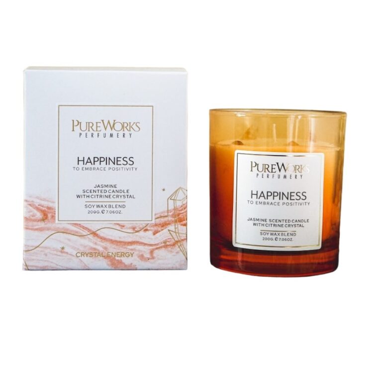 Candle for Happiness- Jasmine with Citrine Crystal Energy 200gm