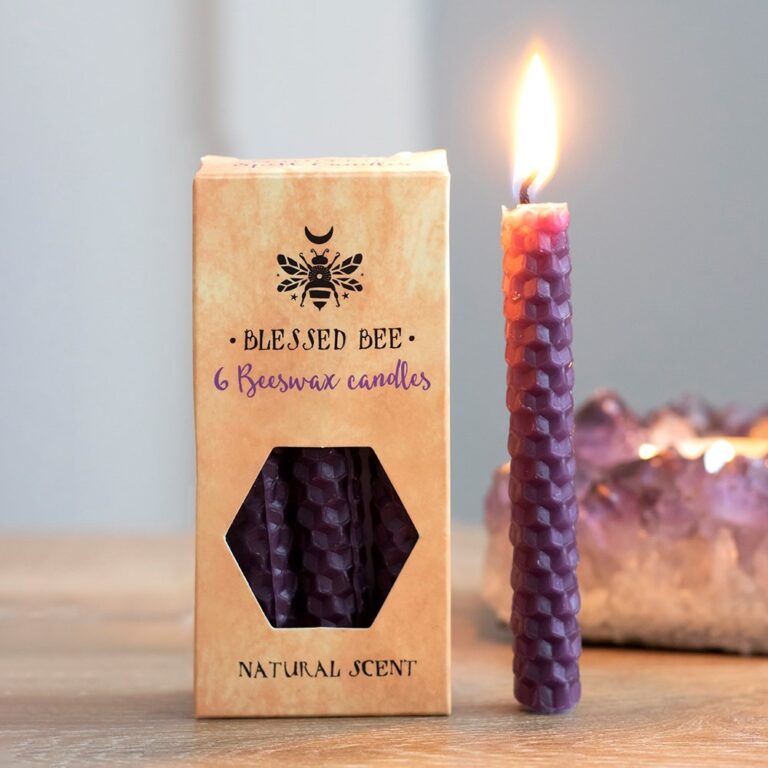 Pack of 6 Purple Beeswax Candles