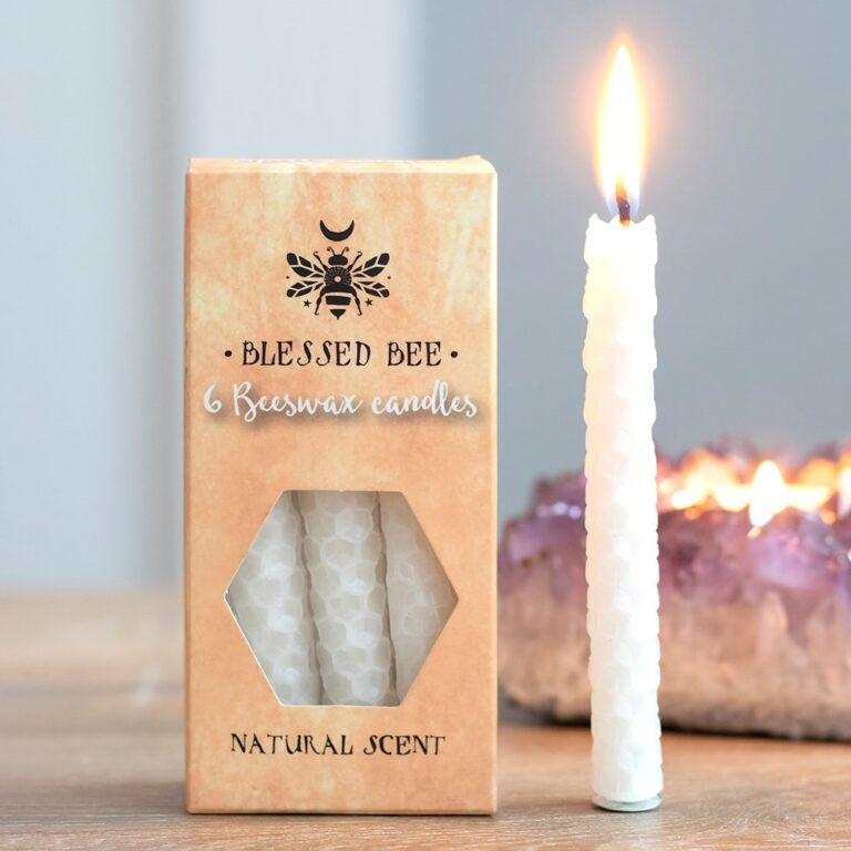 Pack of 6 White Beeswax Spell Candles