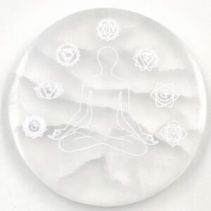 Selenite Round Disc - With Chakra Meditation