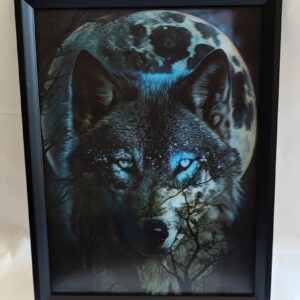 3D Art Wolf and Moon