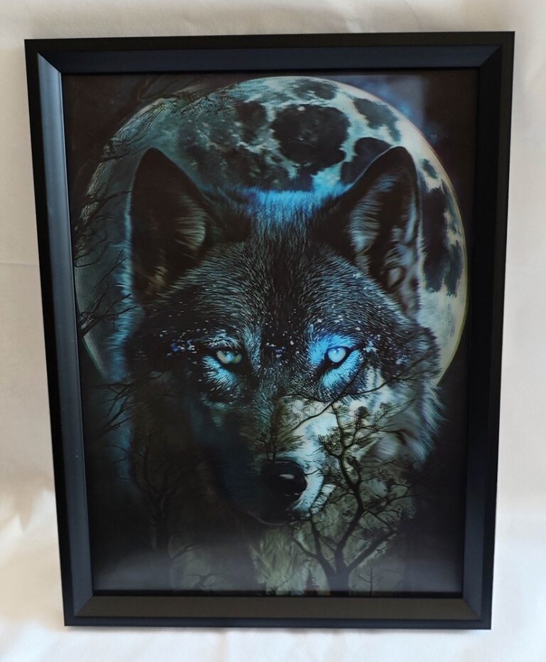 3D Art Wolf and Moon
