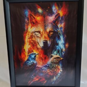 3D Art Wolf and Eagles