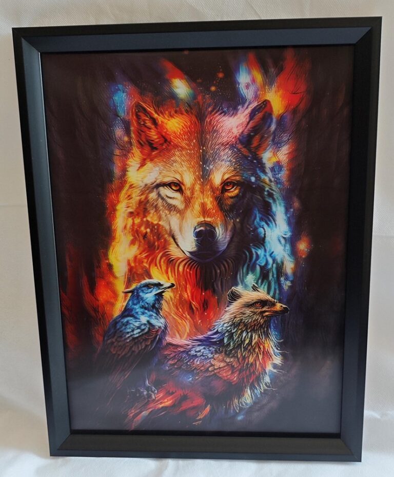 3D Art Wolf and Eagles