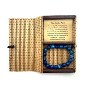 Crystal Bracelet Blue Banded Agate 10mm