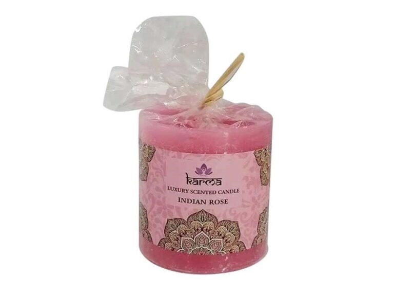 Karma Luxury Scented Pillar Candle - Indian Rose