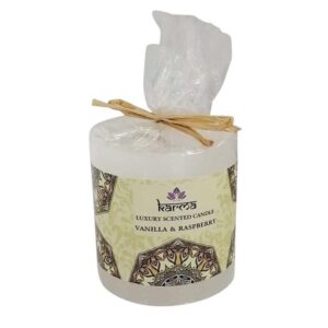 Karma Luxury Scented Pillar Candle Vanilla & Raspberry