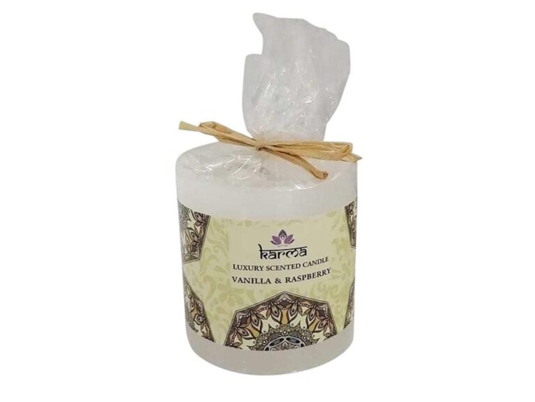 Karma Luxury Scented Pillar Candle Vanilla & Raspberry