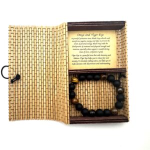 Crystal Bracelet Matte Onyx & Tiger Eye10mm