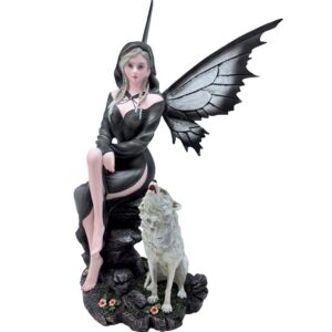 Black Fairy With Howling Wolf