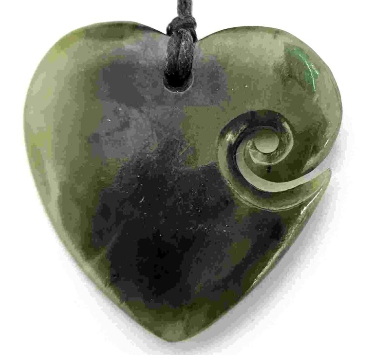 Greenstone Heart / Koru Pendant 3cm