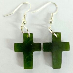 Greenstone Earring Cross 20mm