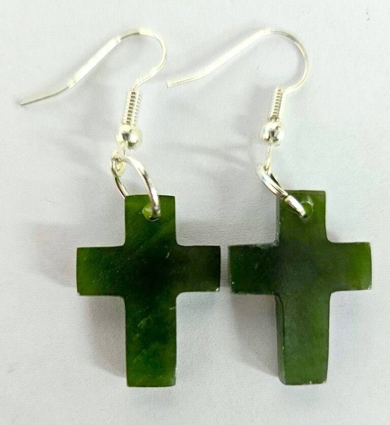 Greenstone Earring Cross 20mm