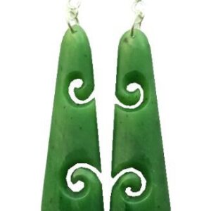 Greenstone Earring With 2 Koru 70mm