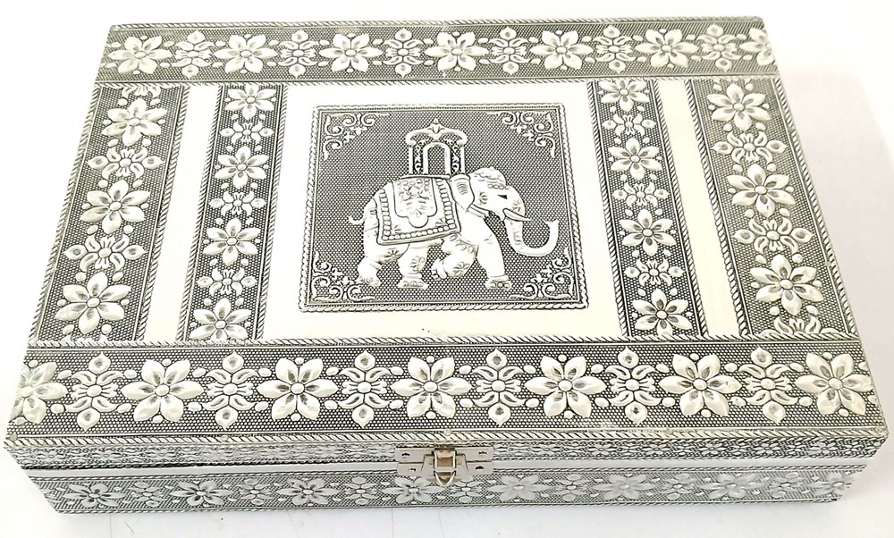 Elephant Jewellery Box with Ring Holder blue velvet