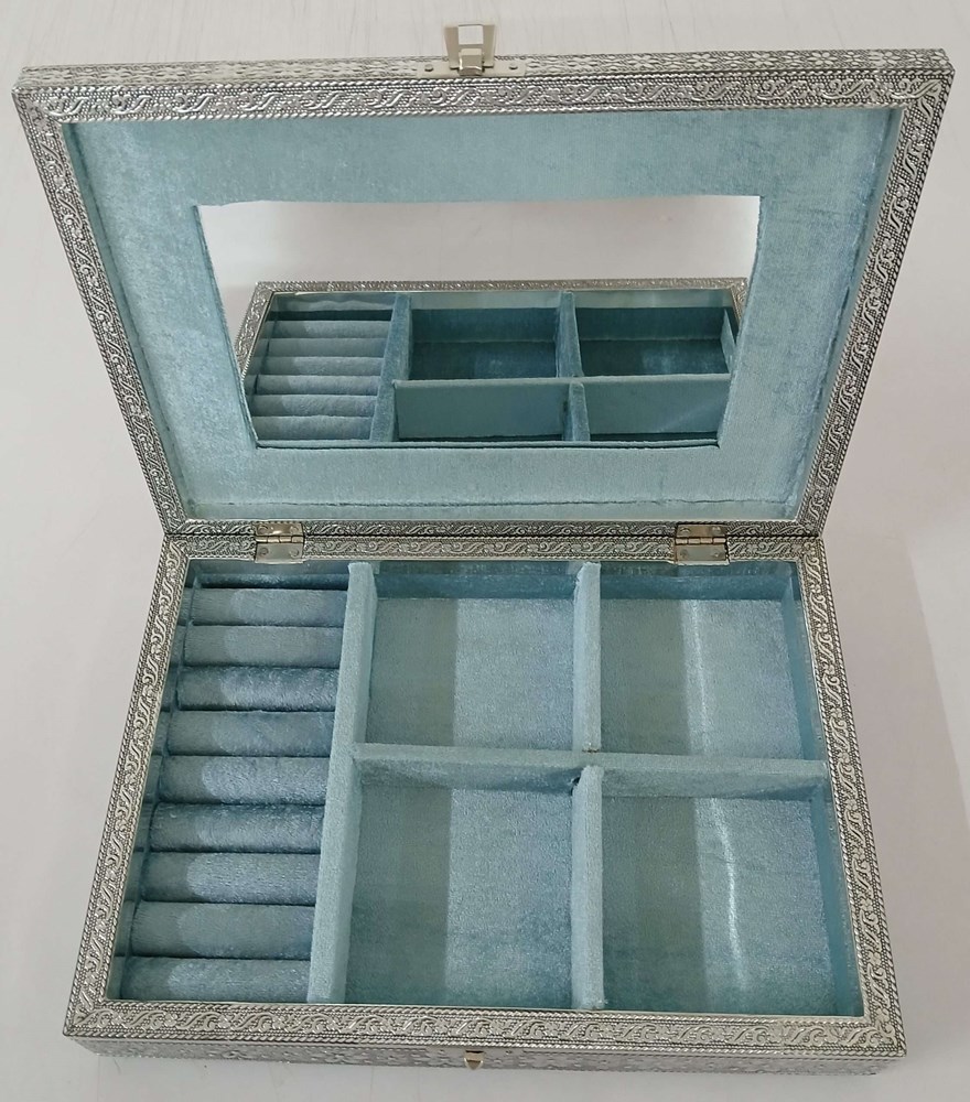 Elephant Jewellery Box with Ring Holder blue velvet - Image 2