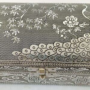 Jewellery Box with Mirror & Ring Holder Peacock Design And Rounded Lid
