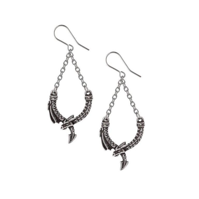 Alchemy Pewter Earrings : Dragon's Lure Danglers