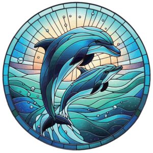 Stained Glass Look Dolphin Hanger