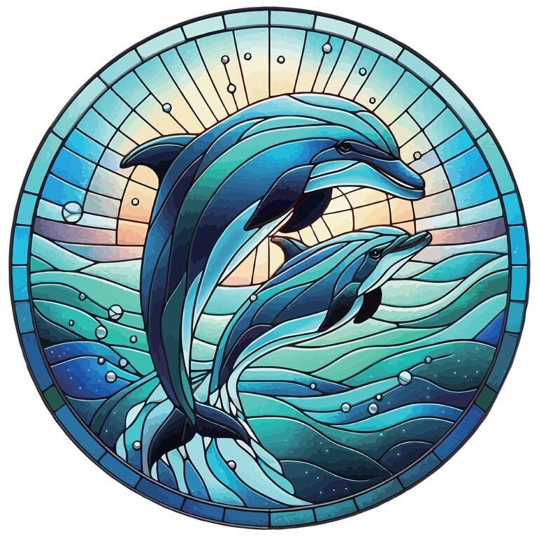 Stained Glass Look Dolphin Hanger