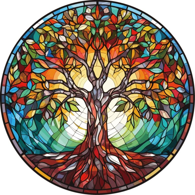 Stained Glass Look Tree Of Life Hanger
