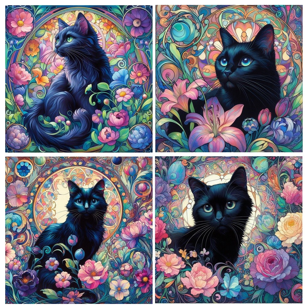 Black Cat Ceramic Coaster set of 4