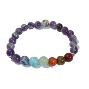 Crystal Bracelet Chakra Amethyst And Tree of Life