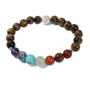 Crystal Bracelet Chakra Tiger's Eye And Tree of Life