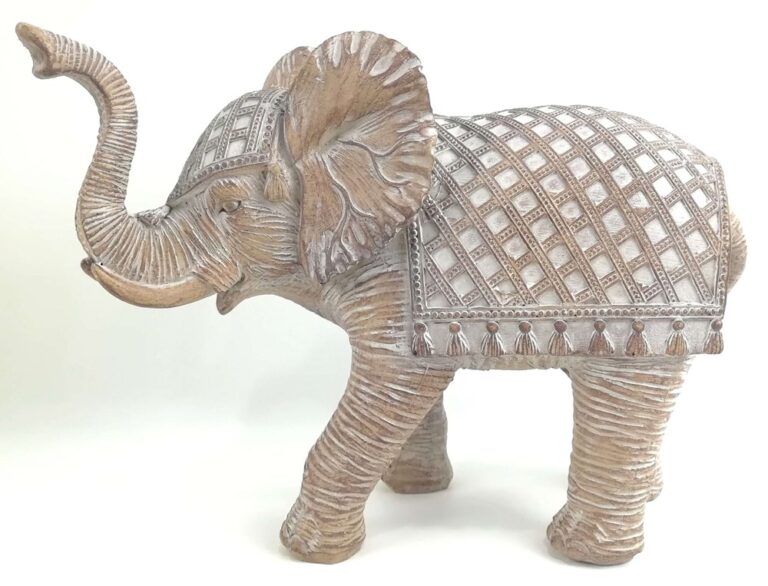 Cream And White Elephant Figurine