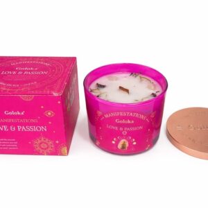 Goloka Manifestations Love & Passion 9oz Gemstone Infused Candle Rose Quartz- Rose