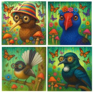 NZ Birds Ceramic Coaster Set 4