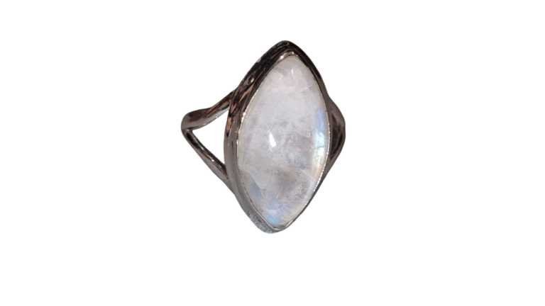 Sterling Silver Double Point Moonstone Split Shank Ring
