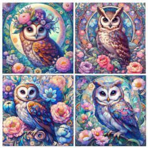 Owl Ceramic Coaster set of 4