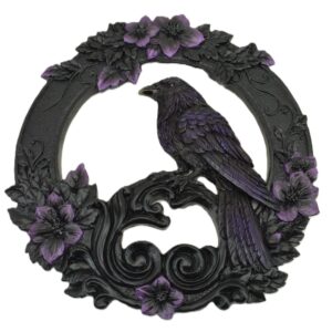 Raven Wall Hanging Black And Purple Resin