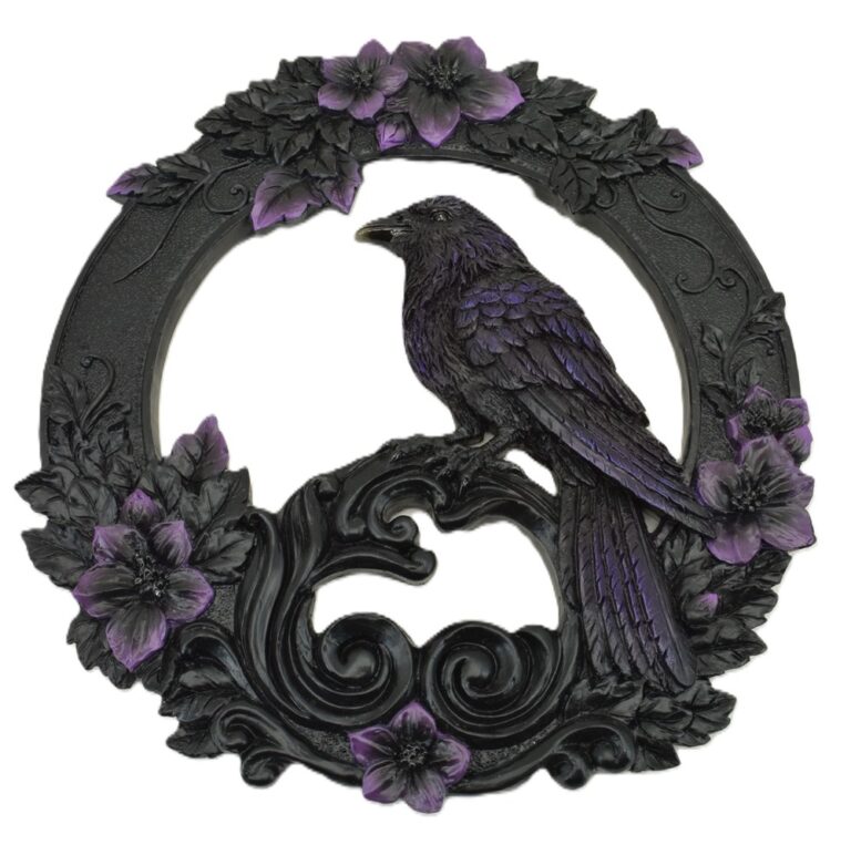 Raven Wall Hanging Black And Purple Resin