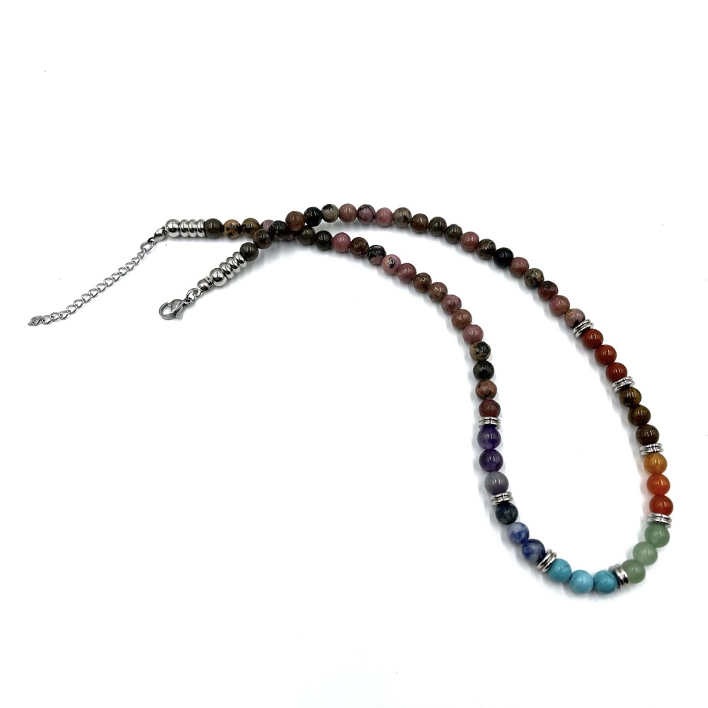 Chakra Necklace Rhodonite with Tumbled Stones 45CM - Image 2