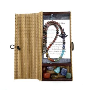 Chakra Necklace Rhodonite with Tumbled Stones 45CM