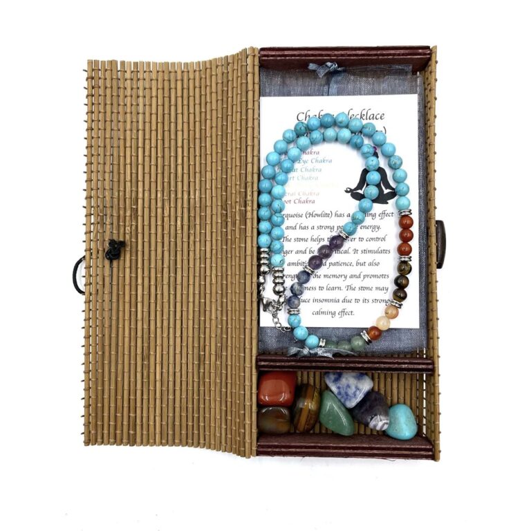 Chakra Necklace Turquoise (Howlite) with Tumbled Stones 45CM