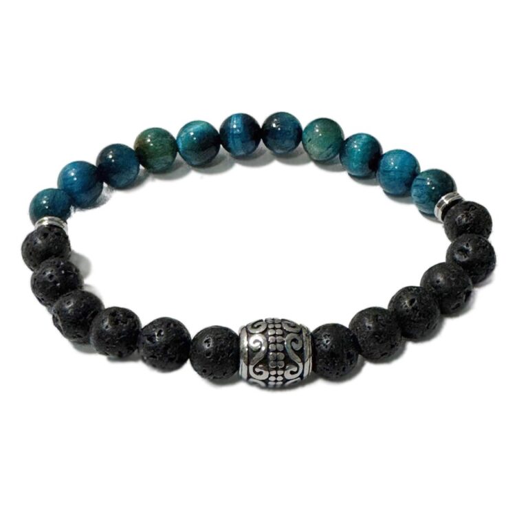 Lava Stone Aqua Tiger Eye Bracelets 8mm